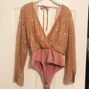 Missguided Sequin Plunge Bodysuit